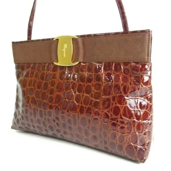 Salvatore Ferragamo Handbags - Ferragamo Vala 2 WAY clutch Shoulder croc embossed